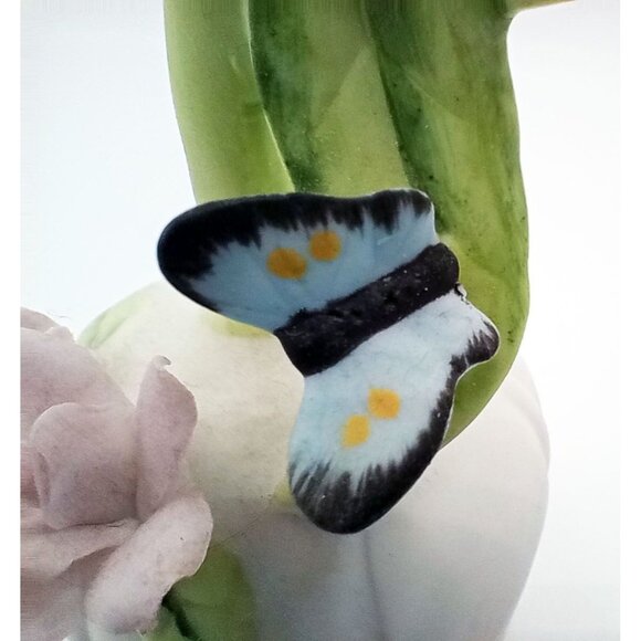 Porcelain Bell Lefton China Pink Rose Hand Painted Butterfly Vintage 1983 03569 - Picture 4 of 15